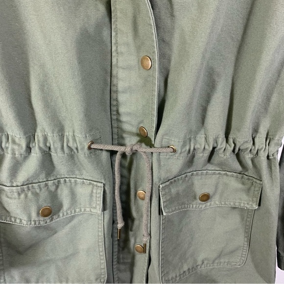 Forever 21 Women's Army Green Cotton Jacket with Draw String Waist 2 pockets SM - Picture 10 of 12